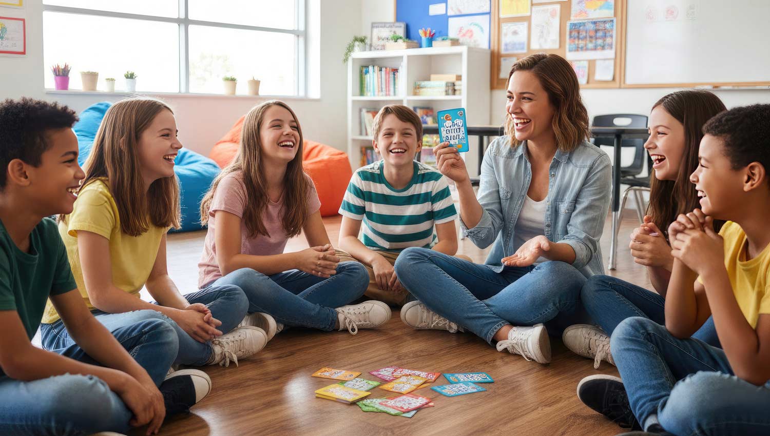 Middle school students playing “Who’s Most Likely To” in class.